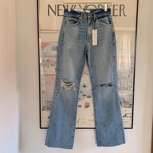 NWT Zara distressed Mia straight light wash 5 pocket classic size 2